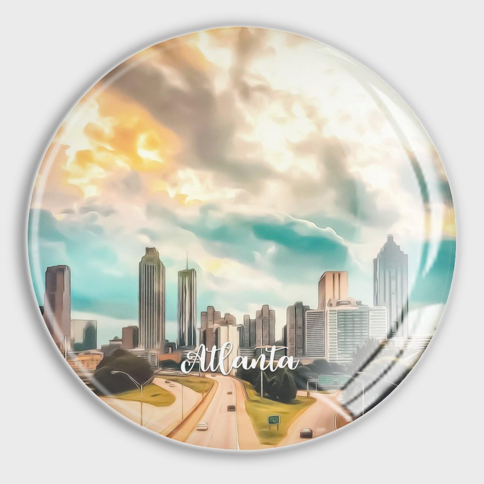 Imanes de nevera de vidrio de paisajes de Atlanta para pizarras