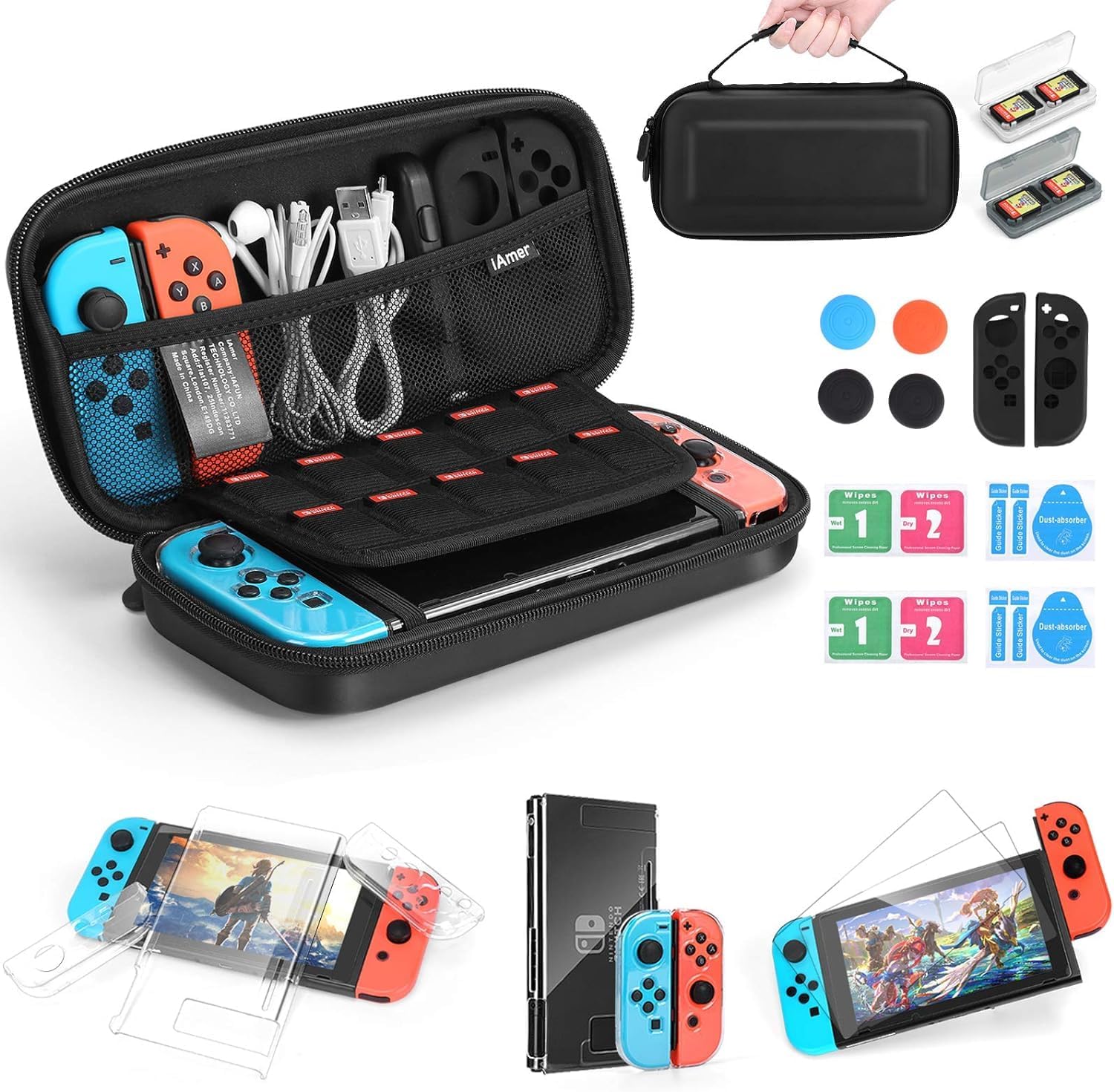 Bestico Kit de Protection 5 in1 pour Nintendo Switch, avec Etui Rigide ...