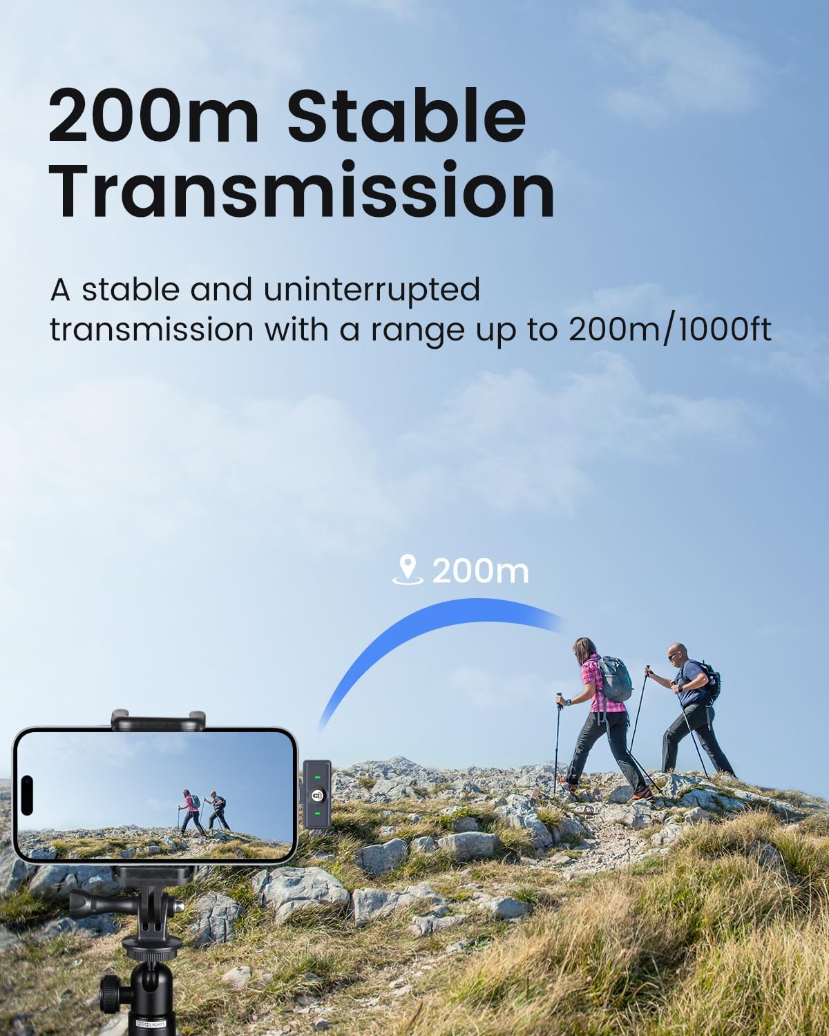 Zwide microphone demonstrating 200m stable transmission range