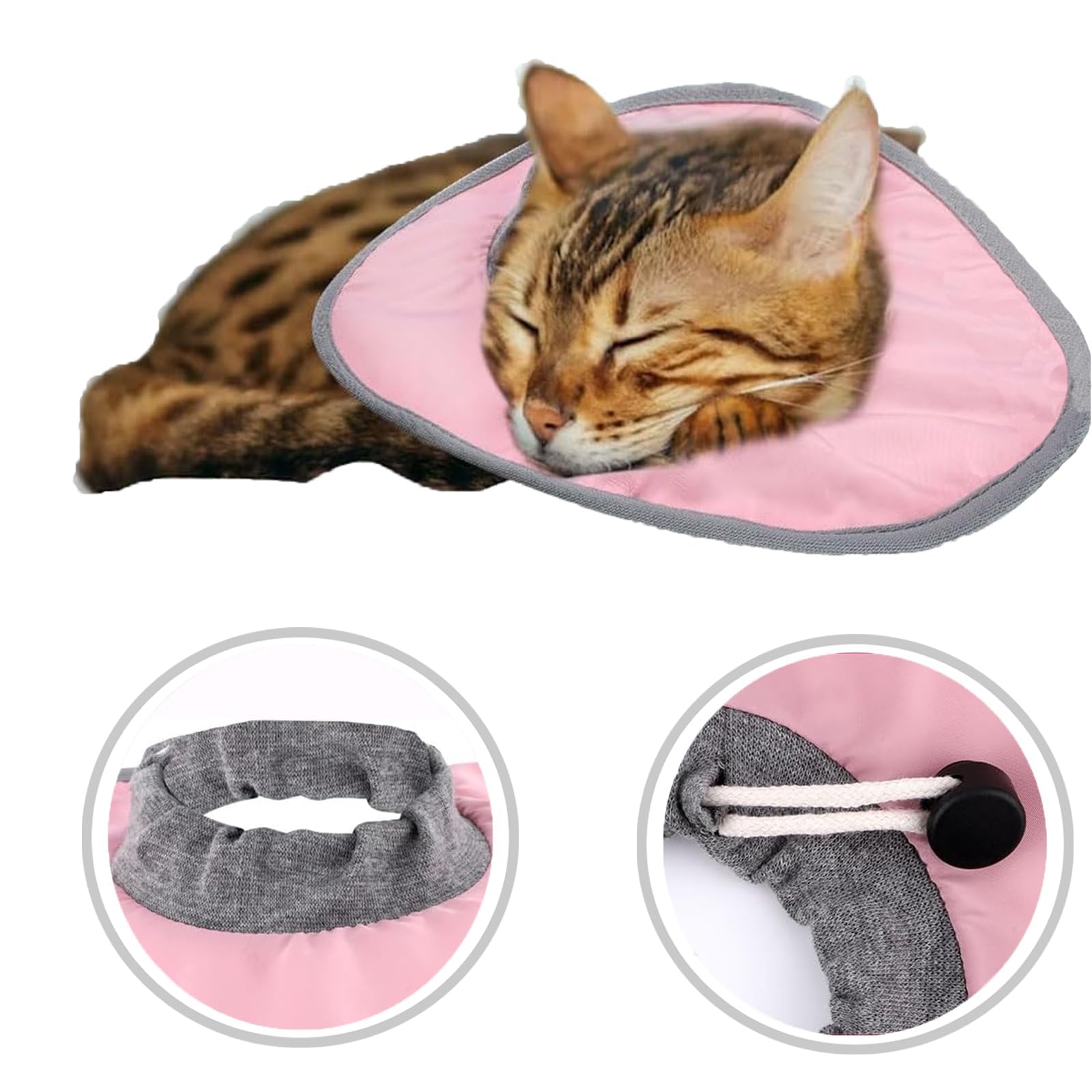 Collerette De Protection Pour Chat Taille M - Collier Anti-Léchage/Morsure, Rose, Tour De Tête 17-27cm