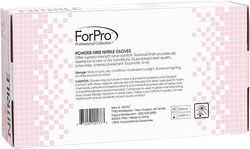 Miniatura 67 de ForPro Professional Collection Guantes desechables de nitrilo resistentes a productos químicos, sin polvo, sin látex, no estériles, seguros