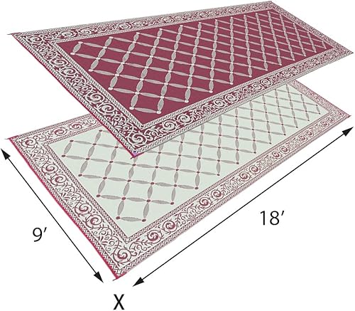 Vista 43 de Alfombrilla estilo jardín, Burgundy Borgoña/beige