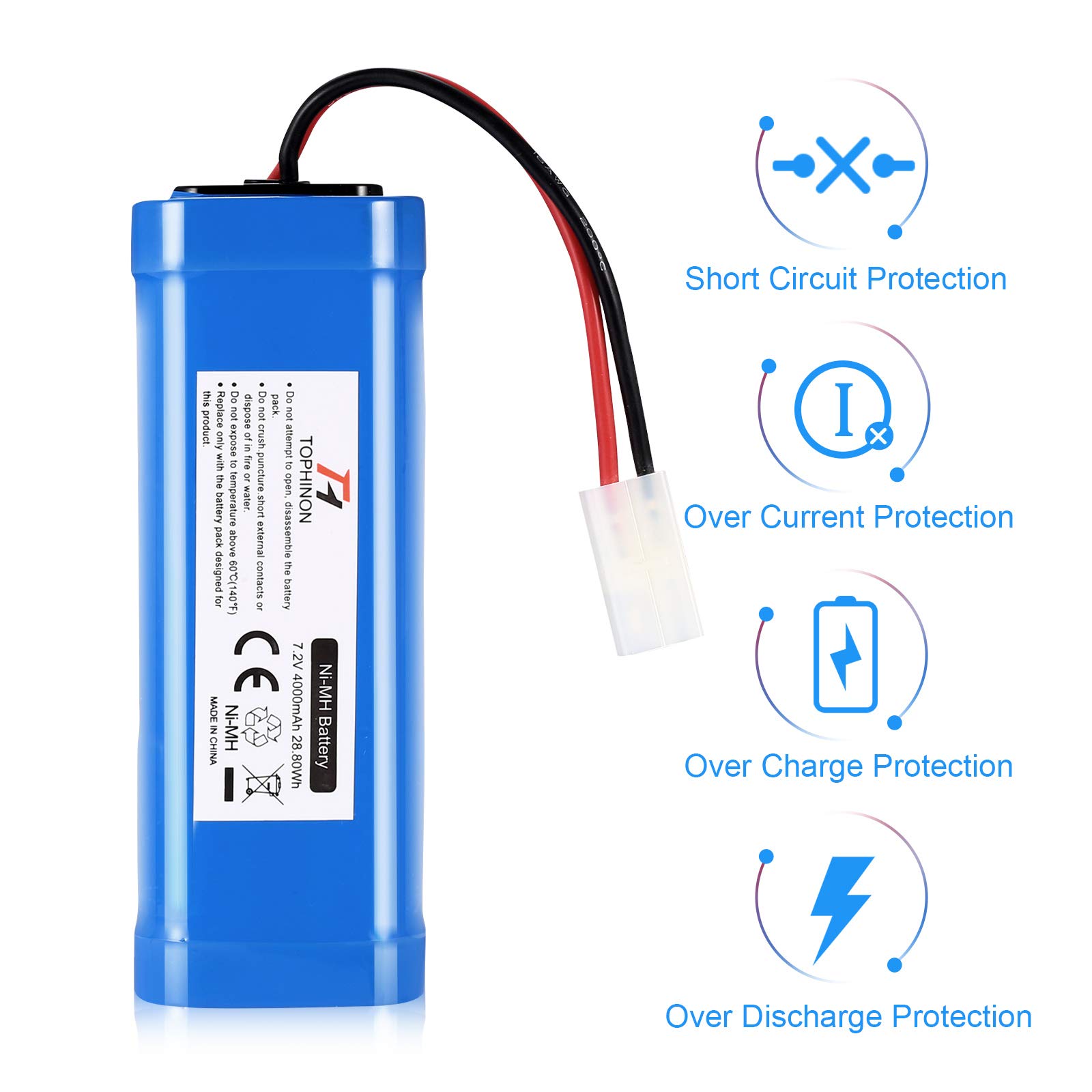 HT Tophinon Hoge capaciteit Beveiliging 4000mAh 7.2V Oplaadbare lage zelfontlading NIMH Batterij voor RC Remote Control Car, Robots Aangepaste Coaster