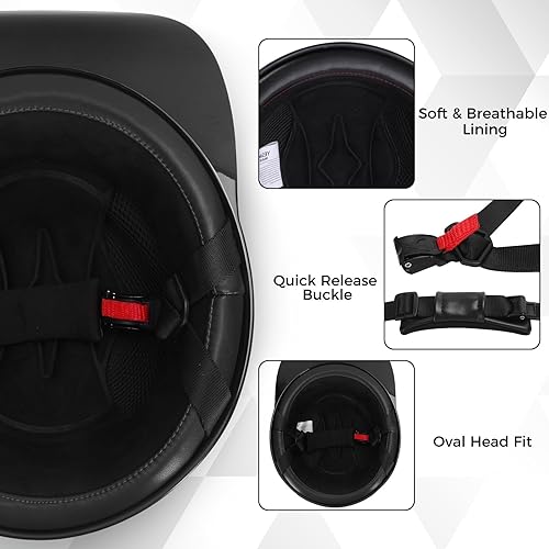 Miniatura 4 de Casco de Béisbol para Motocicleta - Gorra de Estilo Béisbol Retro para Unisex-Adulto, Aprobado por DOT