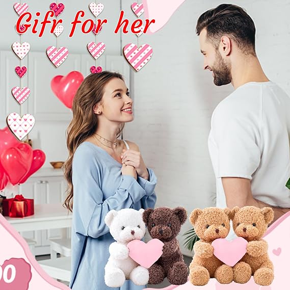 Custom Teddy Bear with Heart, Personalized I Love You Hugging Bears Valentines Teddy Bear with Text Photo as Personalized Valentine Gifts for Men Women 2Pcs, 10inch