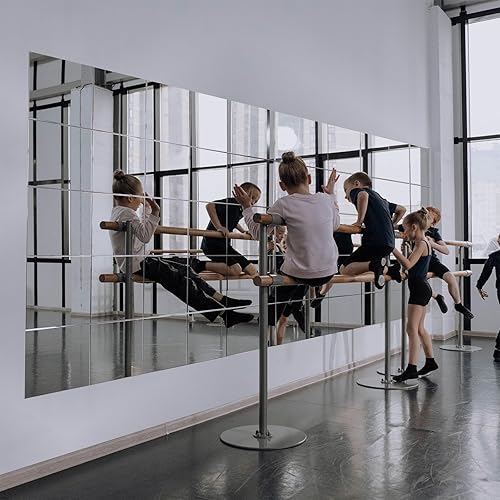 Miniatura 8 de Ruomeng Espejos de gimnasio de 12 pulgadas x 12 piezas espejo cuadrado montado en la pared azulejos de espejo sin marco para pared bandeja de velas