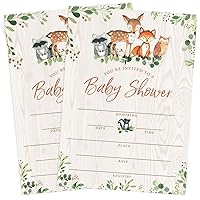 Vista 2 de Printed Party Invitaciones y sobres para baby shower, animales del bosque, juego de 25