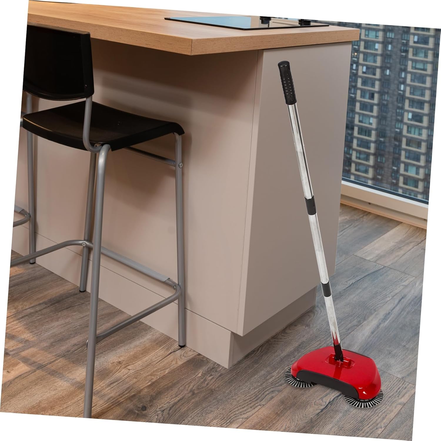 Mikinona Multi-Function Sweeper Broom Dustpan and Trash Bin Rotating Floor Mop for Efficient Household Cleaning Handle Random