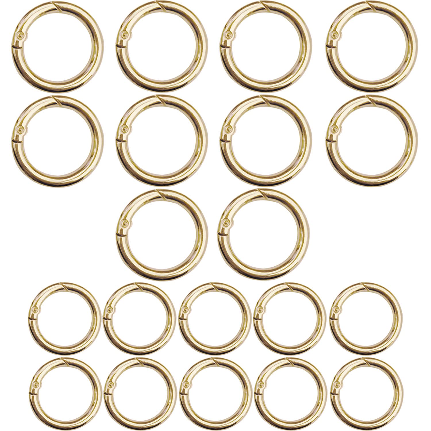 20 Pezzi Scatto Molla Rotonda Moschettoni Anelli per Borse Anello Moschettone Fibbia a Molla per Portachiavi Borsetta Gioielli Decorazioni Artigianato Accessorio (Oro)