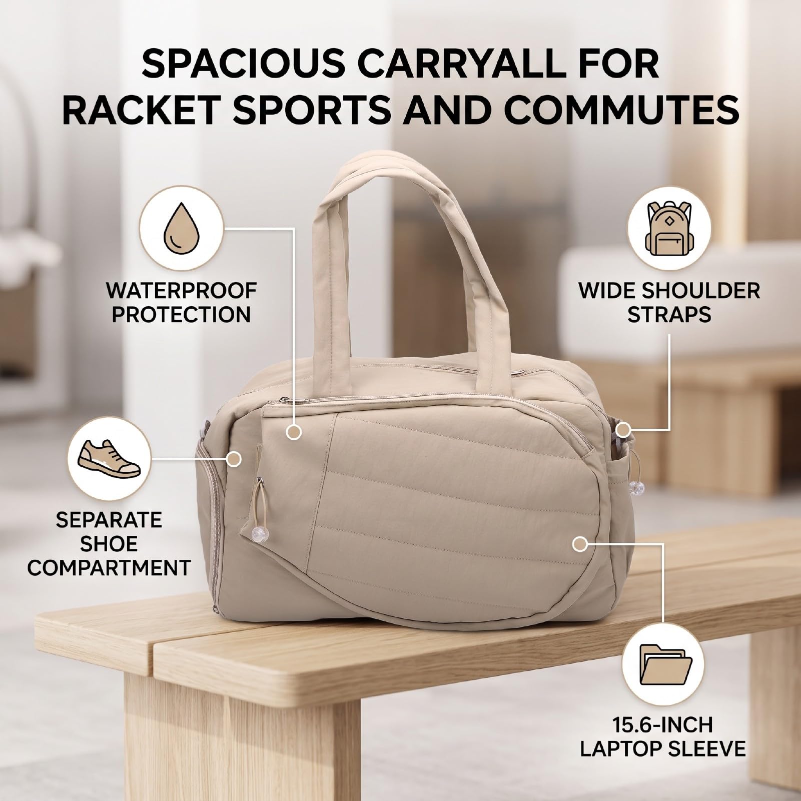 Borsa da Badminton, Grande capacità da 42 Litri, Spallacci