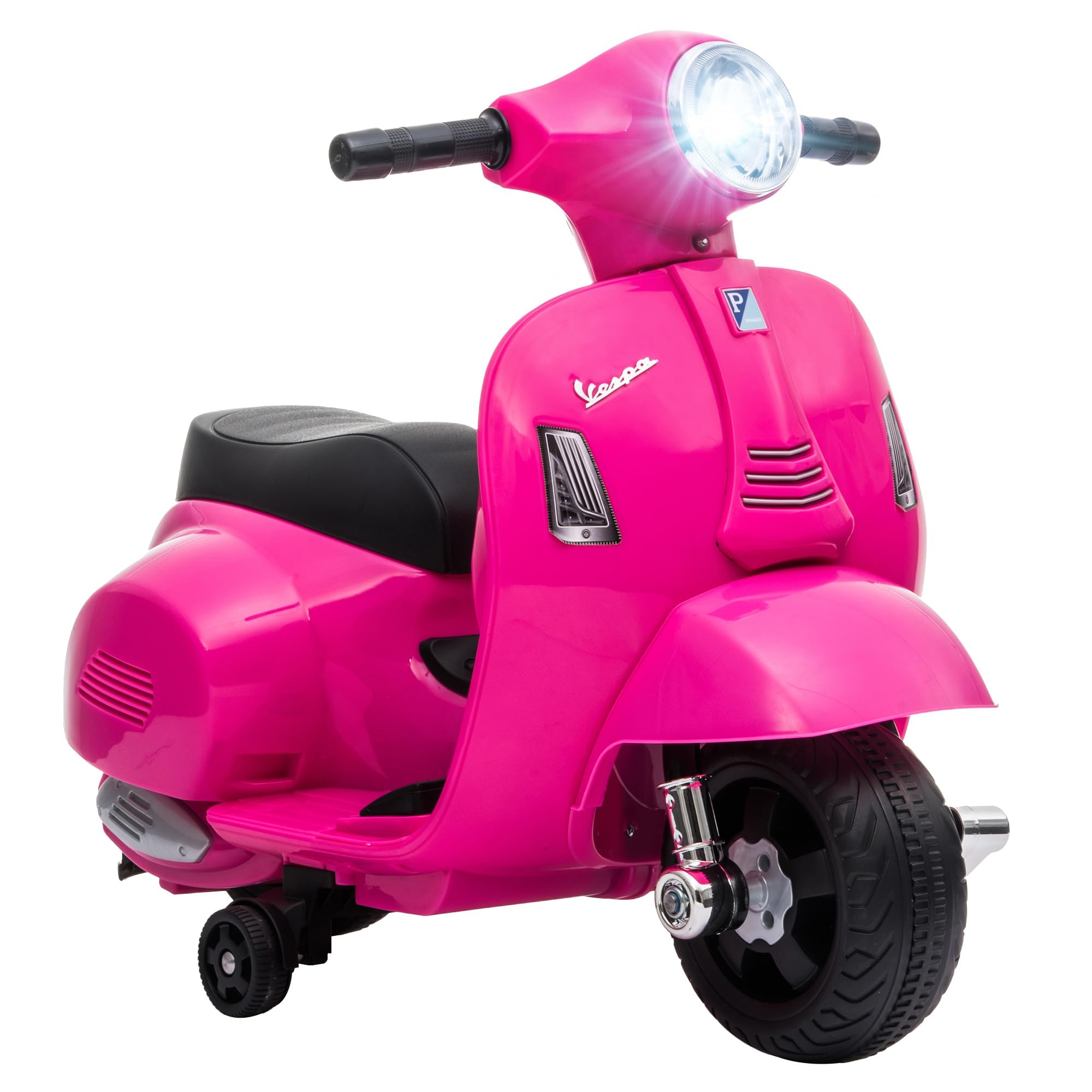 HOMCOM Licensed Vespa 6V Ride On Motorcycle for Kids Max. 25KG Pink