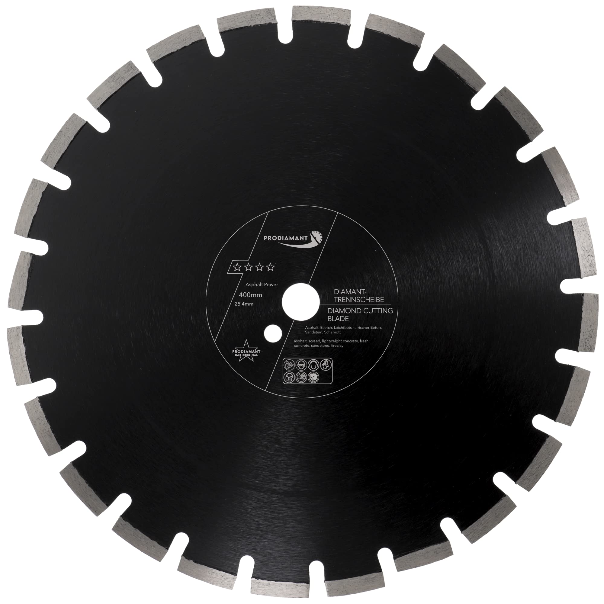 PRODIAMANT Lama diamantata 400 mm x 25,4 mm abrasiva per strade, asfalto, massetto, calcestruzzo leggero, calcestruzzo fresco, pietra arenaria e sabbia refrattaria