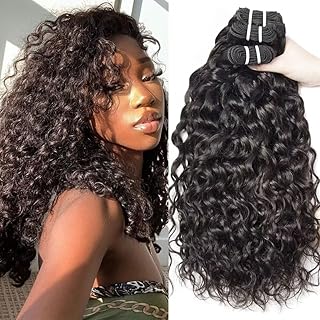 Water Wave Human Hair Bundles Wet and Wavy Bundles Human Hair Brazilian Unprocessed Remy Hair Water Wave Weave Extensions 18 20 22 Inch Natural Black
