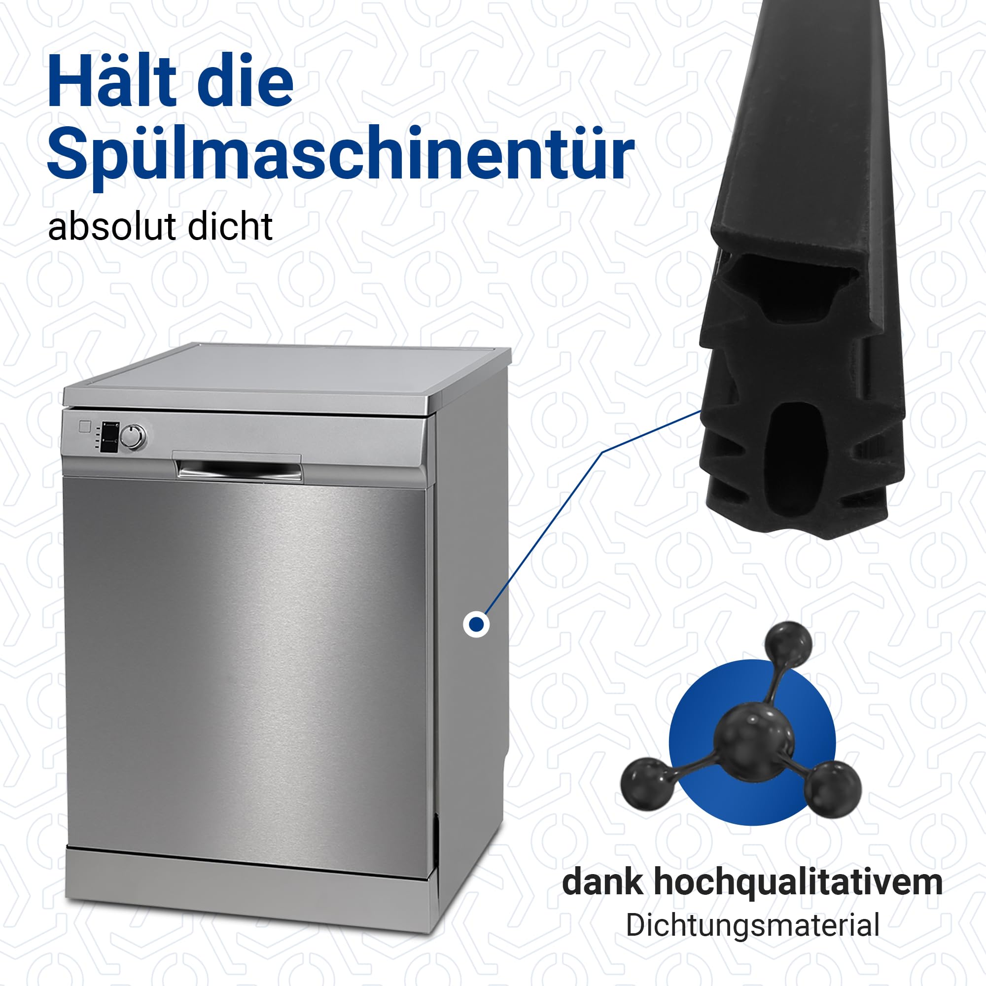 VIOKS Uszczelka drzwi zmywarki 1,87 m zamiennik dla Bosch Siemens 00263096 263096 - Uszczelka gumowa 3-stronna do zmywarki Avantixx Extraklasse Logixx Classixx Maxx Silence iQ100 iQ300