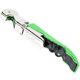 Double-Hinged Waiters Corkscrew, Wine Opener and Foil Cutter, Beer Bottle Opener, Lime Green