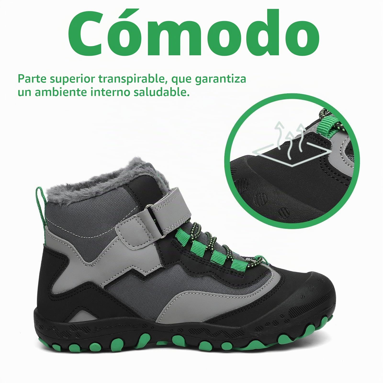 Mishansha Botas de Nieve Niño Botas Antideslizantes, Negro 29 | Forro cálido, cierre de autollenado, puntera reforzada, suela con dibujo, colegio, paseos, nieve