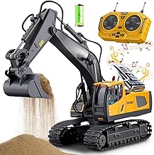 RC JCB Toy Excavator for Kids – 1:20 11-Channel Metal Remote Control Construction Vehicle with Lights, Sounds & 680° Rotation Yellow Digger Truck (Ages 6–12)