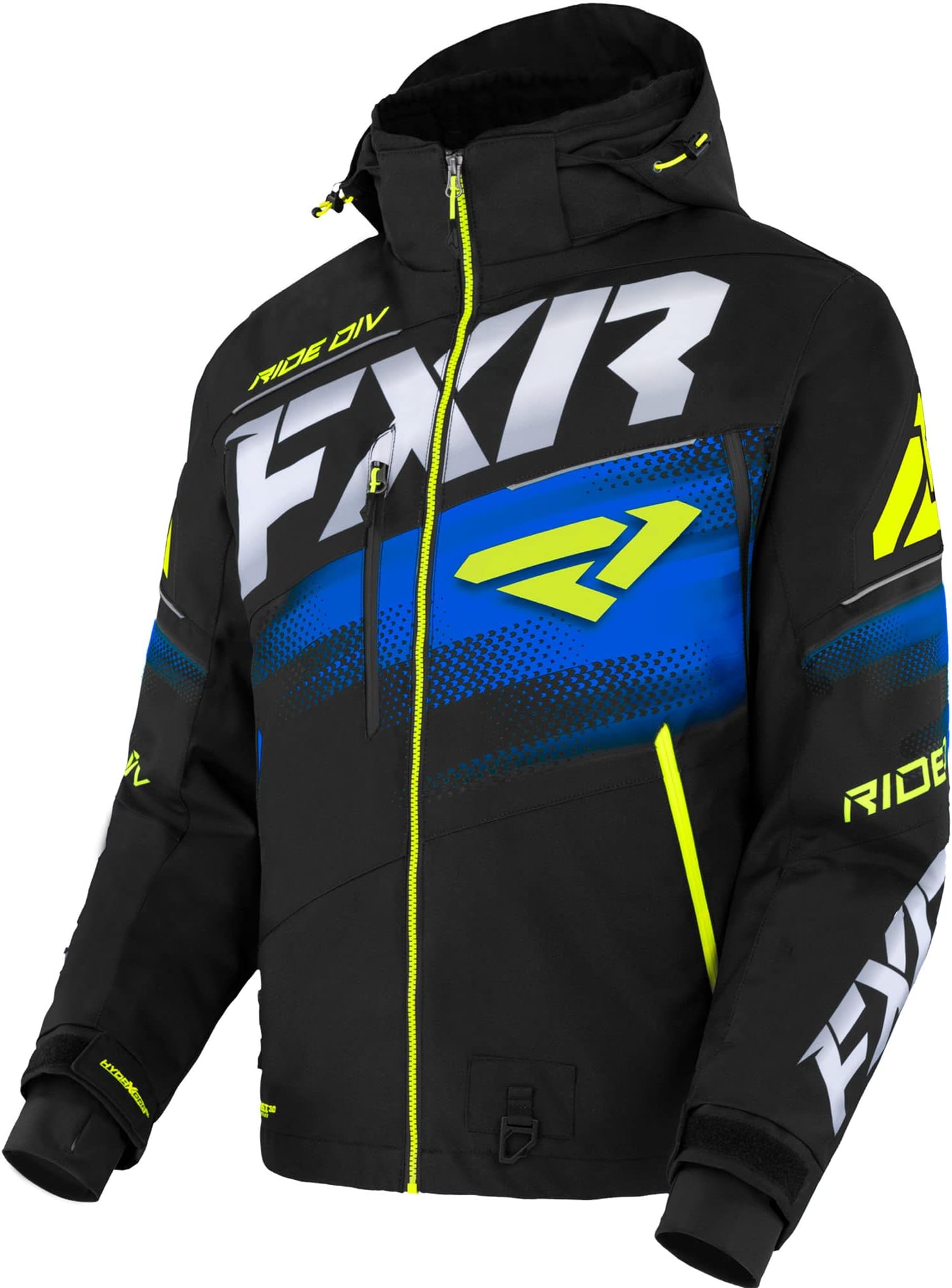 FXR Mens Boost FX 2-IN-1 Snowmobile Jacket F.A.S.T. 3.0 Winter Black/Blue/HiVis - XX-Large