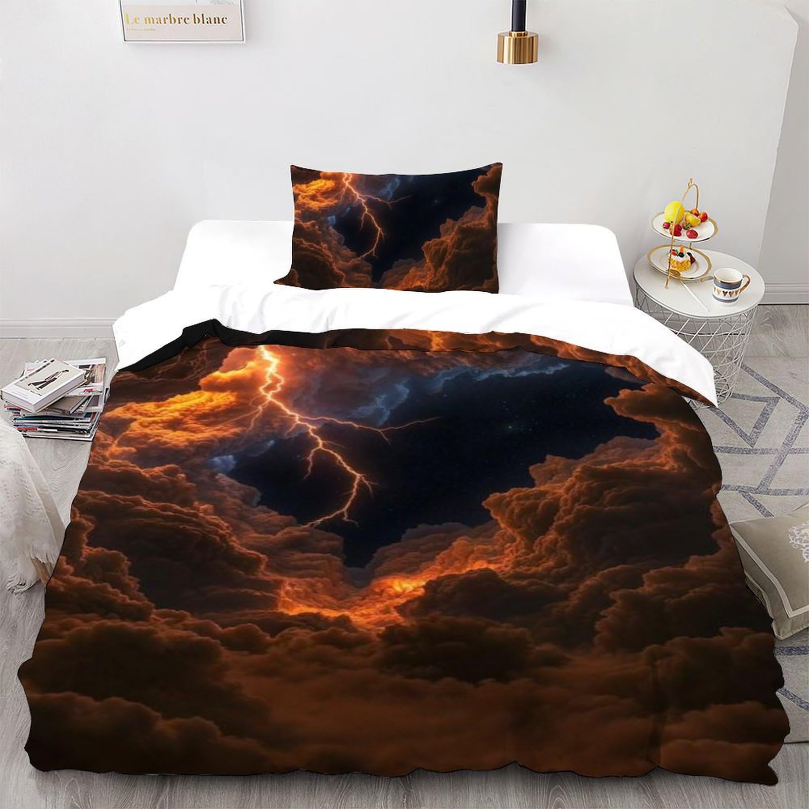 Housse de couette 135x200 microfibre 3D Lightning Bedding pour lit simple