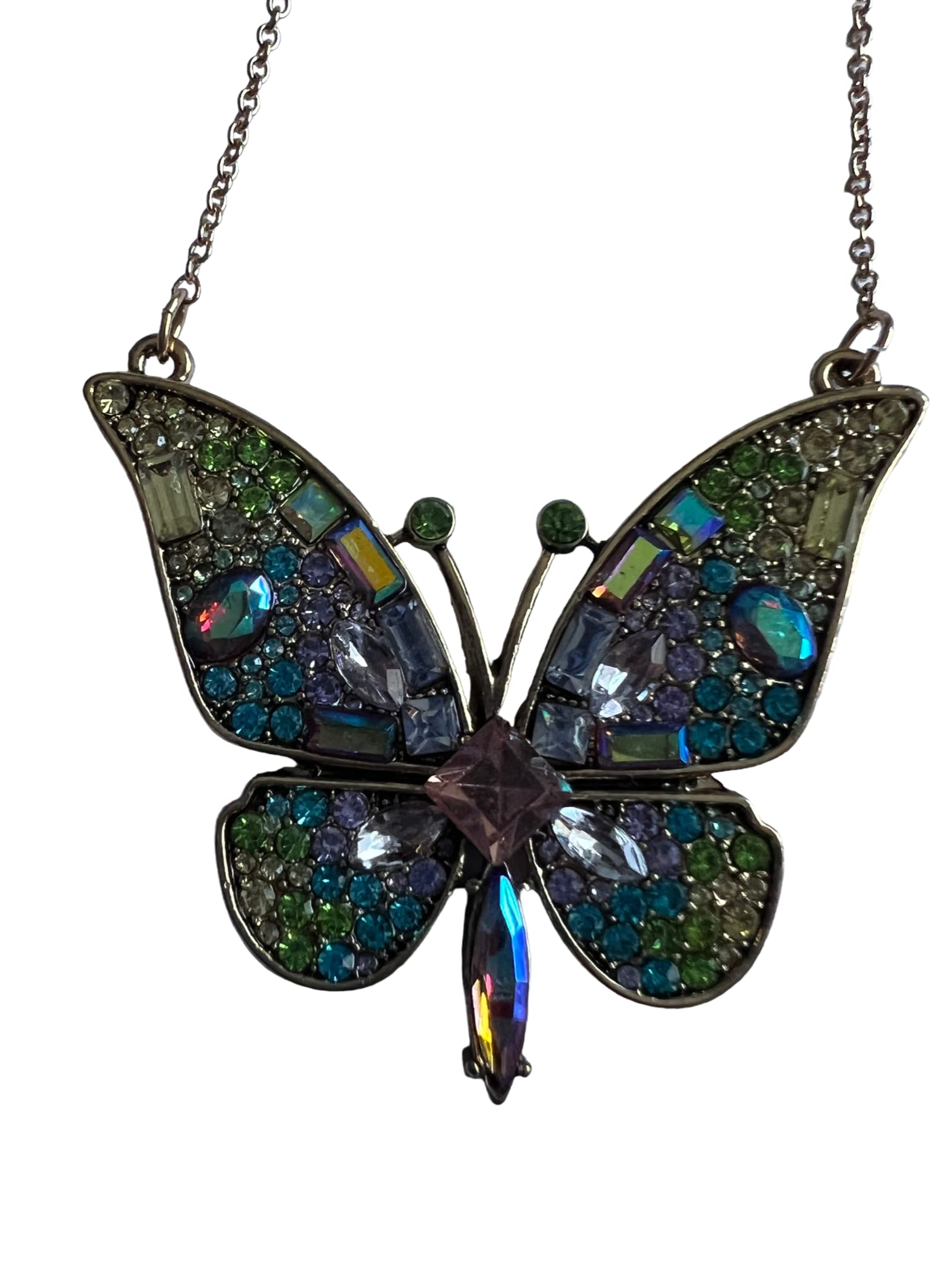 Betsey Johnson Green Turquoise Blue Lavender Crystal Gold Butterfly Necklace Great Gift Idea Christmas XMAS Birthday Mother's Day Valentine's Day Present