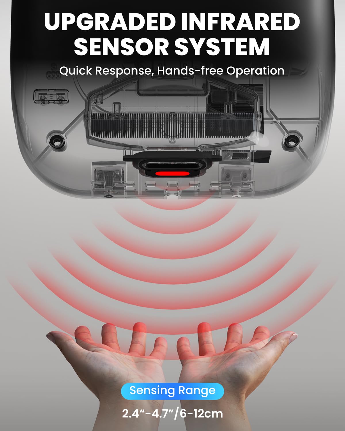 Commercial Hand Dryer for Bathroom, 110V 1800W Automatic High Speed Hand Dryer Machine Easy to Install Compact Hand Dryer with Hot & Cold Wind for Home Hotel Restaurants, Black