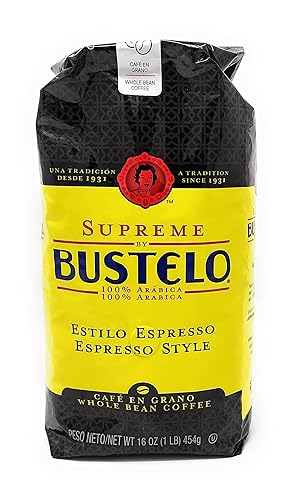 Miniatura 3 de Supreme by Bustelo - Café expreso de grano entero dos bolsas de 16 onzas 2 libras con 5 agitadores de madera de bambú ecológicos y envueltos