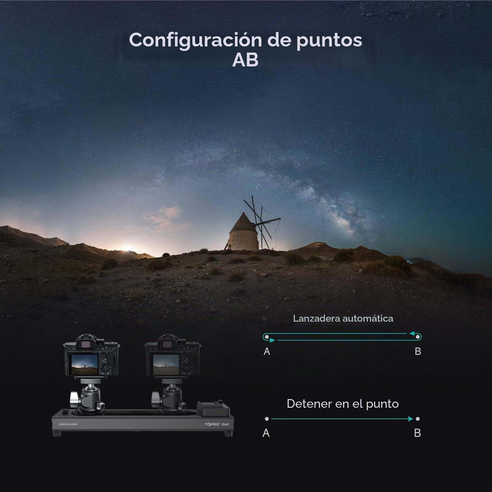 Accsoon Toprig S60 23,6"/60cm Deslizador de Video para cámara de Aleación de Aluminio, Motorizado por botón o App Bluetooth Control, panorámico de 120°, Fotografía de Lapso de Tiempo, Carga hasta 4kg