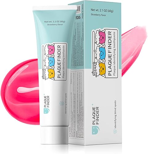 Pasta de dientes reveladora de placa para niños y adultos, sabor fresa con flúor, divertida herramienta de aprendizaje de salud bucal para mayores