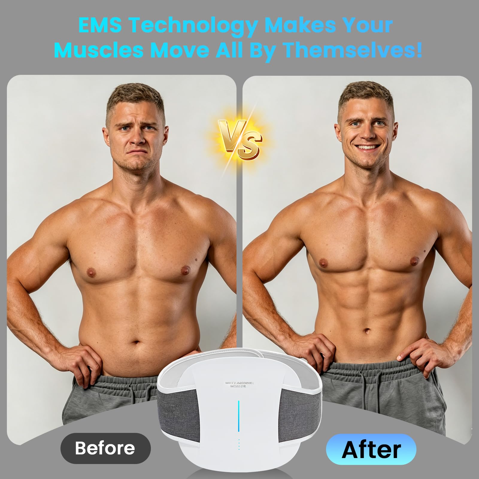Elettrostimolatore Muscolare EMS, 3D Elettrostimolatore Addominali con 6 modalità 20 Livelli di Intensità, Stimolatore Muscolare con Riscaldamento A 3 Livelli, con Telecomando per Addominali