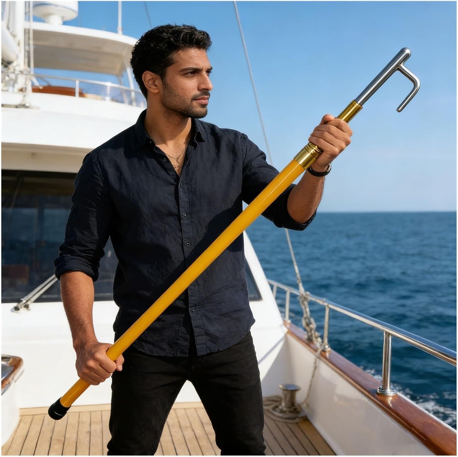 Boat Hook with AdjustableExtension Pole, 4 5 6 8m Length VersatileDocking Pole for Easy Boat Handling,Extension Pole Hook Heads for Yachts,Fishing Boats & Kayaks