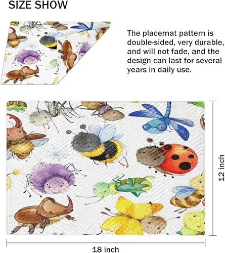 Miniatura 4 de Interesting Animal Decor Placemats Set of 4 Table Mats Washable Placemat Waterproof Place Mats for Party Home Dining Table Decor 18x12 in