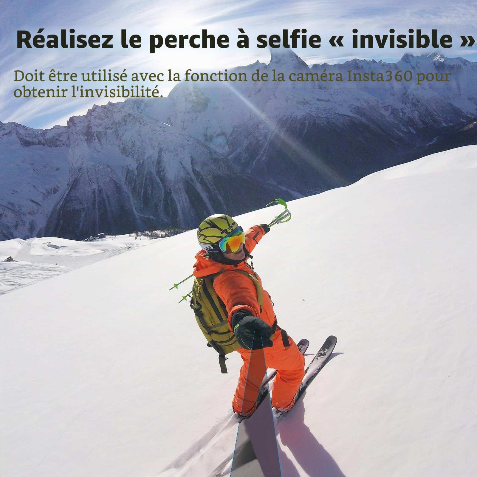 Perche à Selfie Invisible 3 m/300 cm en Fibre de Carbone pour Insta 360 X5 X4 X3 DJI Osmo 360, Perche Selfie Longue Monopode avec Adaptateur pour GoPro Hero 13 12 11 10 Black