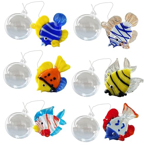 YHAILI 6 piezas de decoración de peces flotantes de cristal colorido para acuario