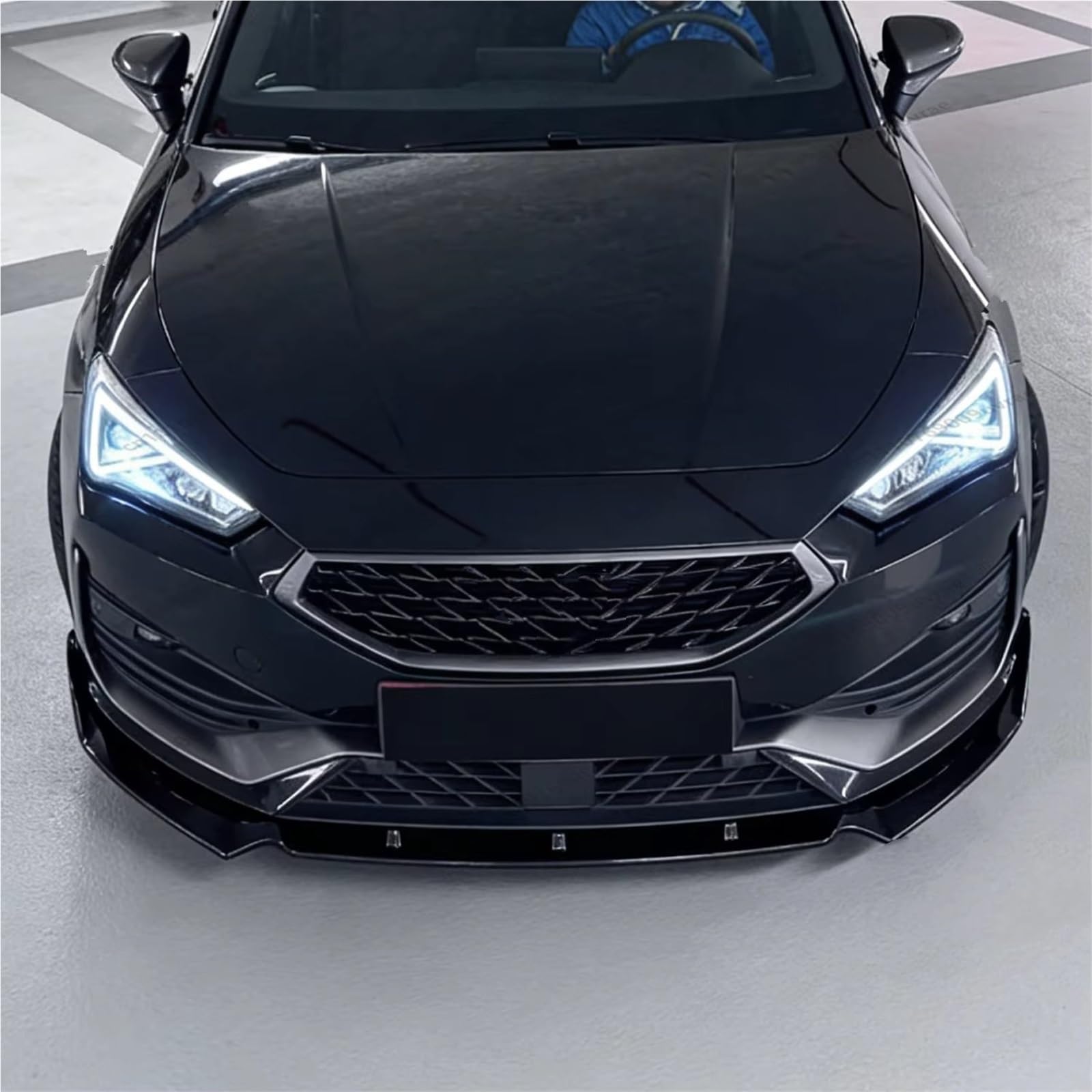 Parachoques Delantero Coche Spoiler Separador Alerón Parachoques Delantero Negro Brillante para Seat para Cupra para Leon MK4 2021-2024 Kits Carrocería Pre-Facelift Kit lip