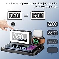 Vista 7 de Wireless Fast Charging Station - 7 in 1 Alarm Clock with Wireless Charger Stand - Charging Dock for Apple,for Samsung Galaxy Multiple Devices - for