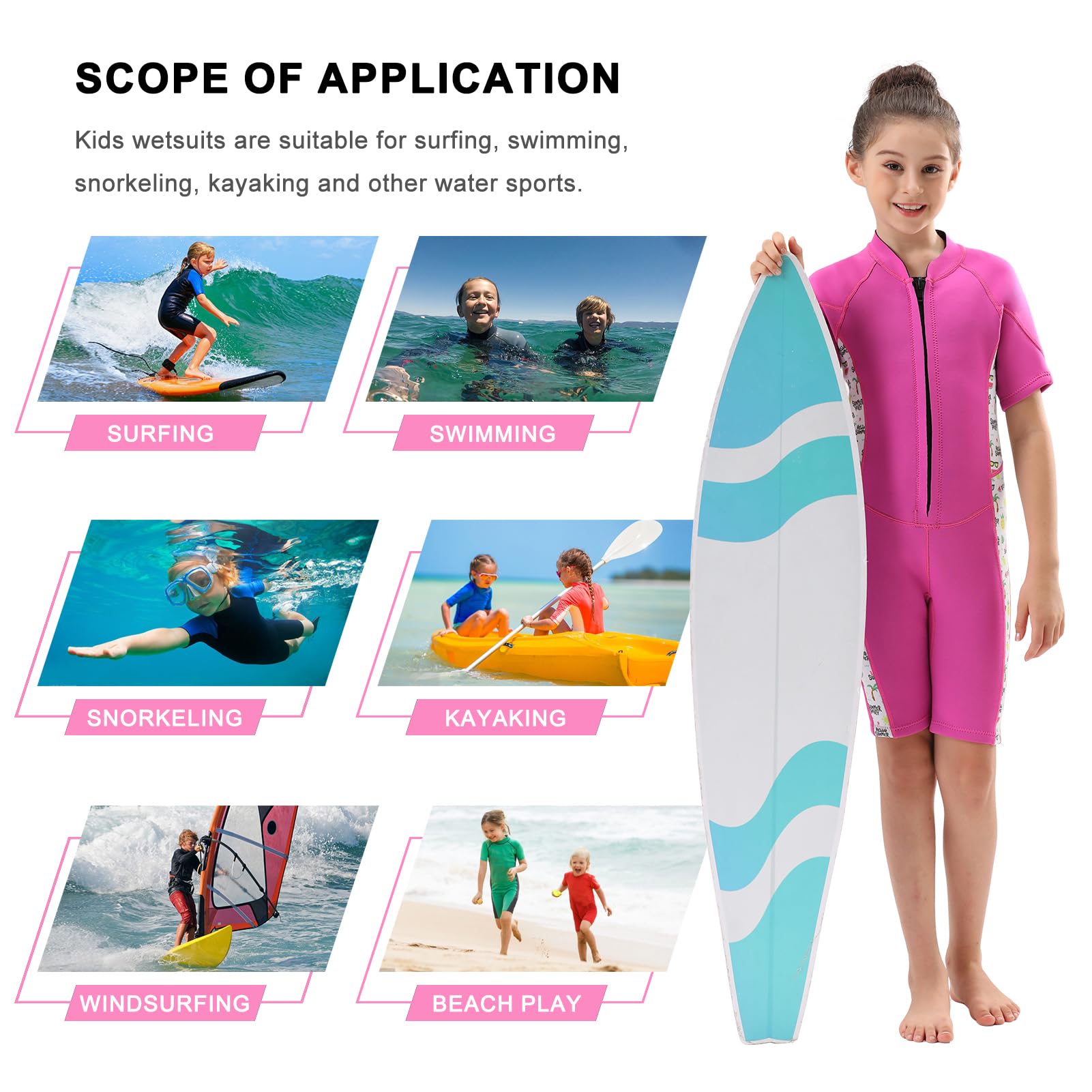 REALON Kids Wetsuit for Girls Boys Toddler and Youth 3mm Neoprene Child Full Wet Suits Warm in Cold Water Thermal Swimsuit Back Zip for Swimming Diving Jet Skiing Surfing