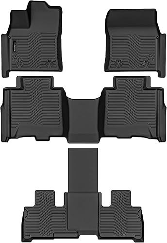 Miniatura 2 de Auxko Alfombrillas para todo tipo de clima, aptas para Toyota Sequoia 2023 2024, juego de forros de goma de elastómero termoplástico, accesorios