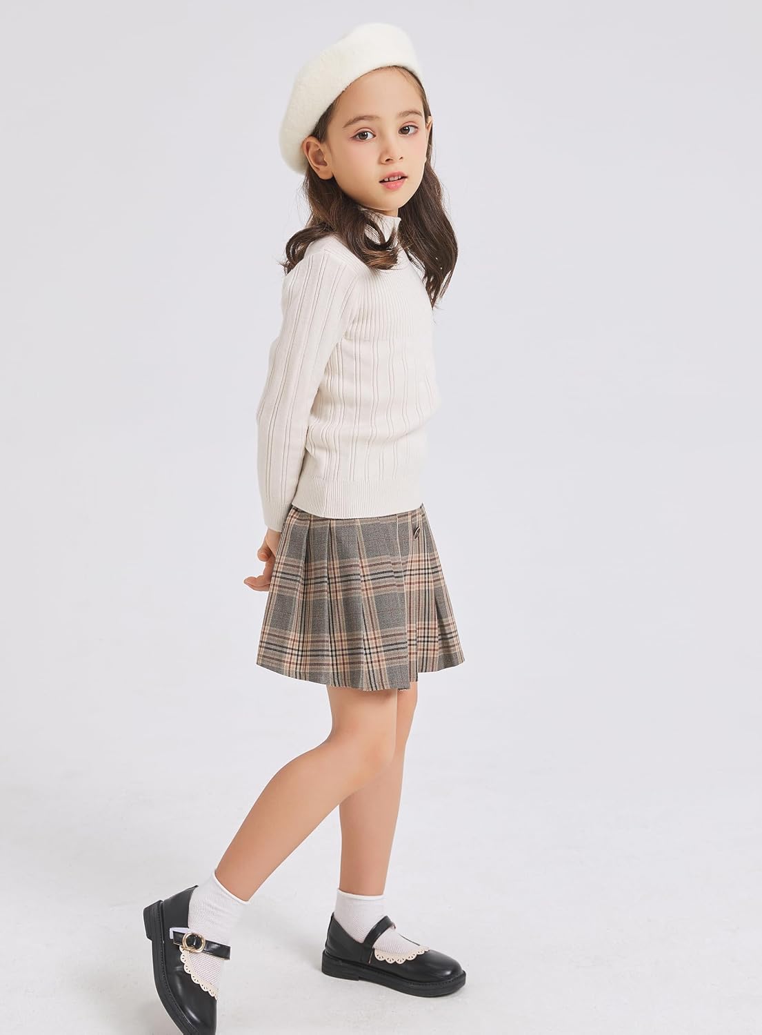 ZLYC Wool Kids Beret Hat Girls Solid Color Artist French Beret Cap image 4