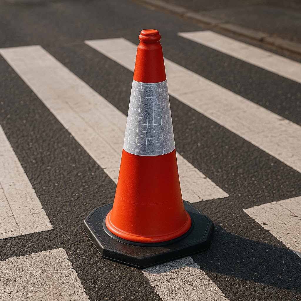 FERRETELIX® 8 Cônes de Signalisation Base Caoutchouc 75 cm Réfléchissants