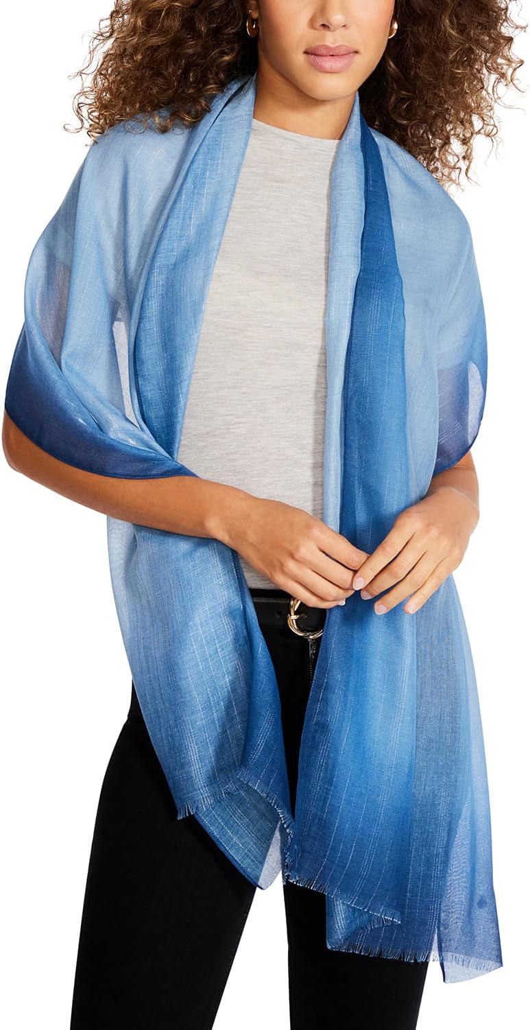 Anne Klein Ombre Lurex Pashmina Shawl Wrap Scarf, Indigo