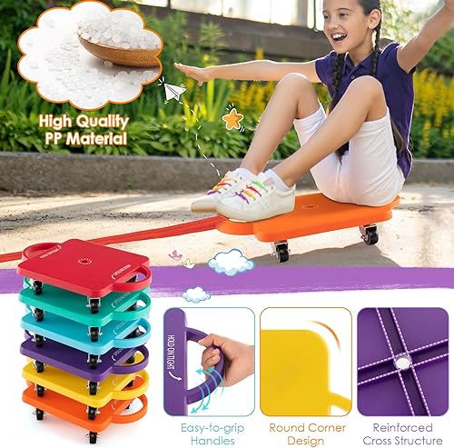 Miniatura 4 de HONEY JOY Patinete para niños con asas y ruedas que no se dañan, divertidos scooters deportivos, equipo de juego de gimnasio interior para niños,