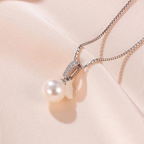 925 Sterling Silver Single Pearl Necklace For Women 8Mm Pearls Pendant Hypoallergenic Jewelry Gifts #TOP5