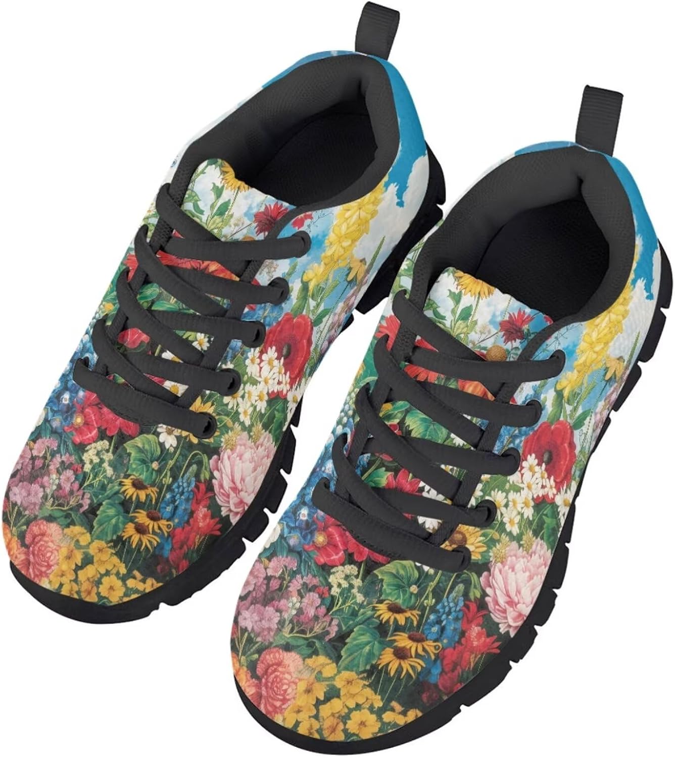 Funnydude Funny Print Girls Tennis Shoes Kid Lightweight Breathable Walking Shoes for School