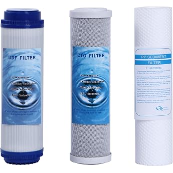 Huining 10 x 2.5 Inch 5 Micron Water Filter Kit Replacement Universal Cartridge for Whole House RO System Under Sink and Countertop Water Filter System PP+CTO+UDF