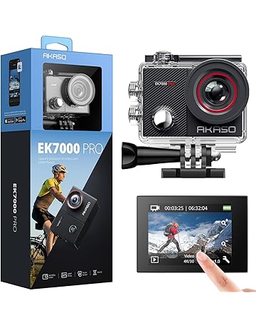 AKASO EK7000 Pro 4K Action Camera - Touch Screen EIS Adjustable View Angle 40m Waterproof Underwater Camera Remote Control Helmet Camera with Accessories Kit