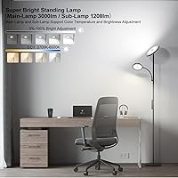 Vista 2 de SUNMORY Lámparas de pie para sala de estar, 48 W/4200 lm, lámpara de pie LED súper brillante con control remoto, lámpara de pie de 69 pulgadas