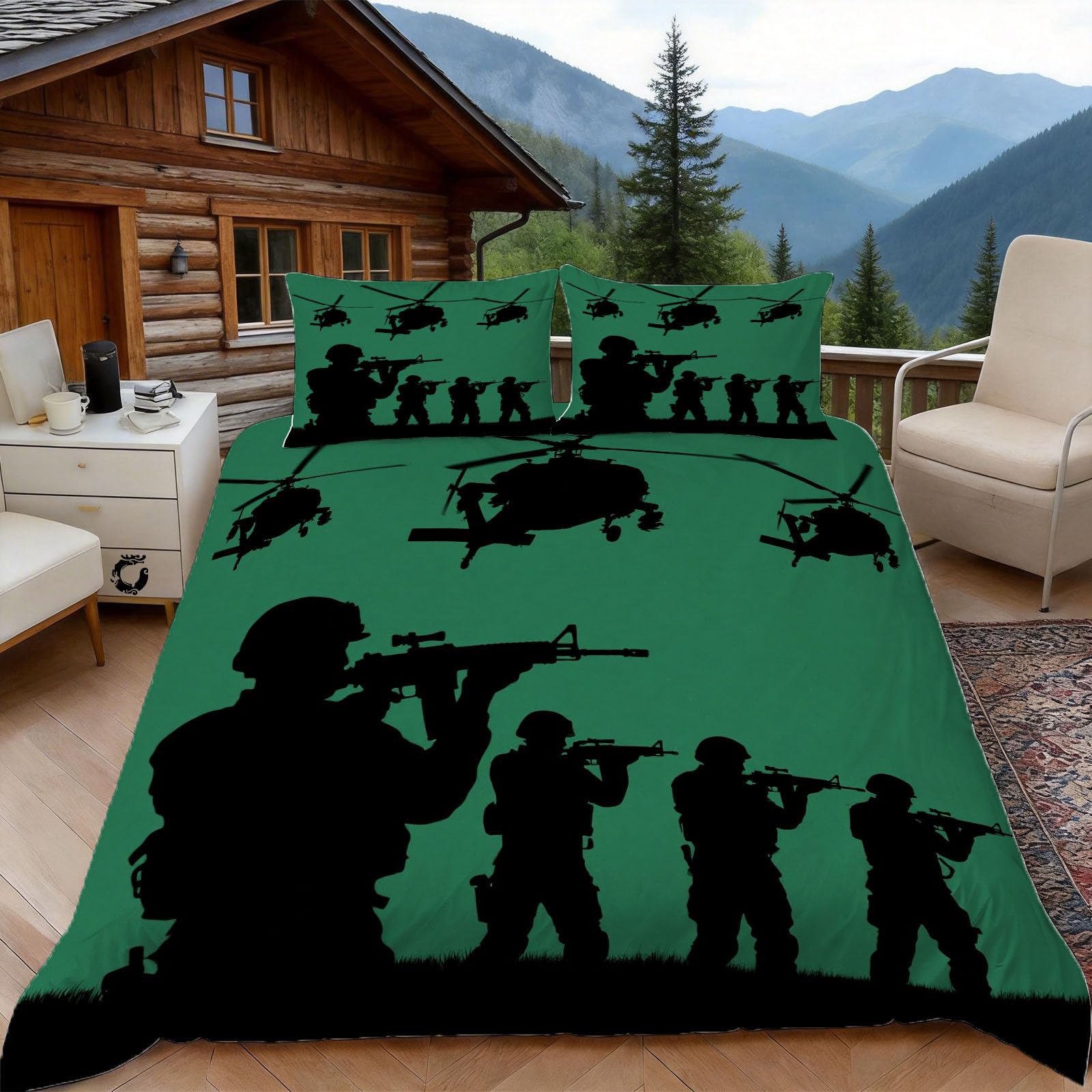 Parure de lit militaire 220x240 pour chambre d'ado et adulte passionné de déco camouflage