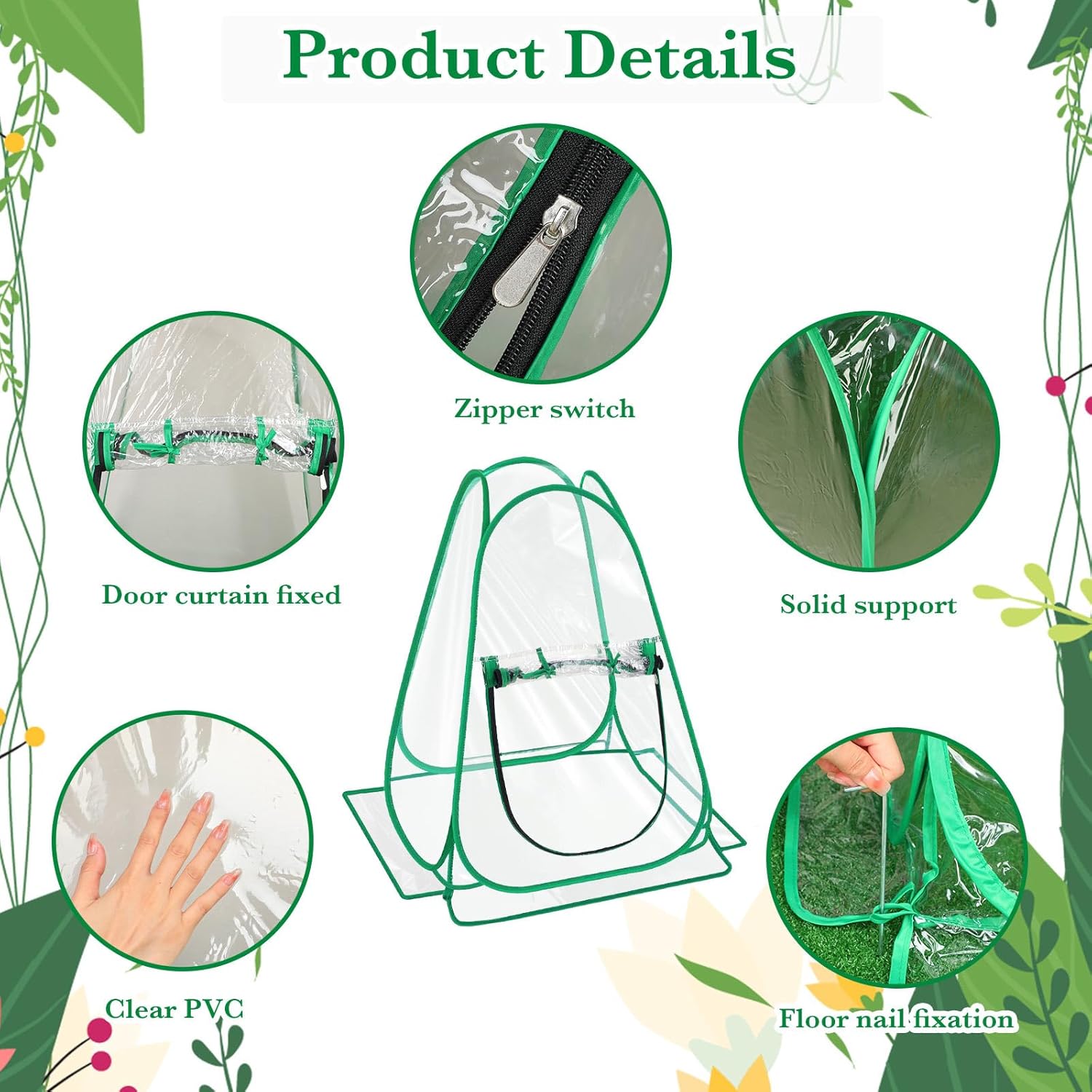 Soaoo 6 Pcs Mini Greenhouse Outdoor Pop up Cover 24 x 24 x 31 Inch Mini Gardening Sunshine Plant Flower Room, Backyard PVC Greenhouse Cover for Cold Frost Protector Gardening Plants