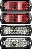 Vista 1 de Partsam 4 luces LED blancas de 4.4 pulgadas, 24 luces LED laterales de remolque, IP67, carcasa de aluminio, impermeable, para montaje en superficie