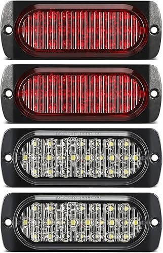 Partsam 4 luces LED blancas de 4.4 pulgadas, 24 luces LED laterales de remolque, IP67, carcasa de aluminio, impermeable, para montaje en superficie,